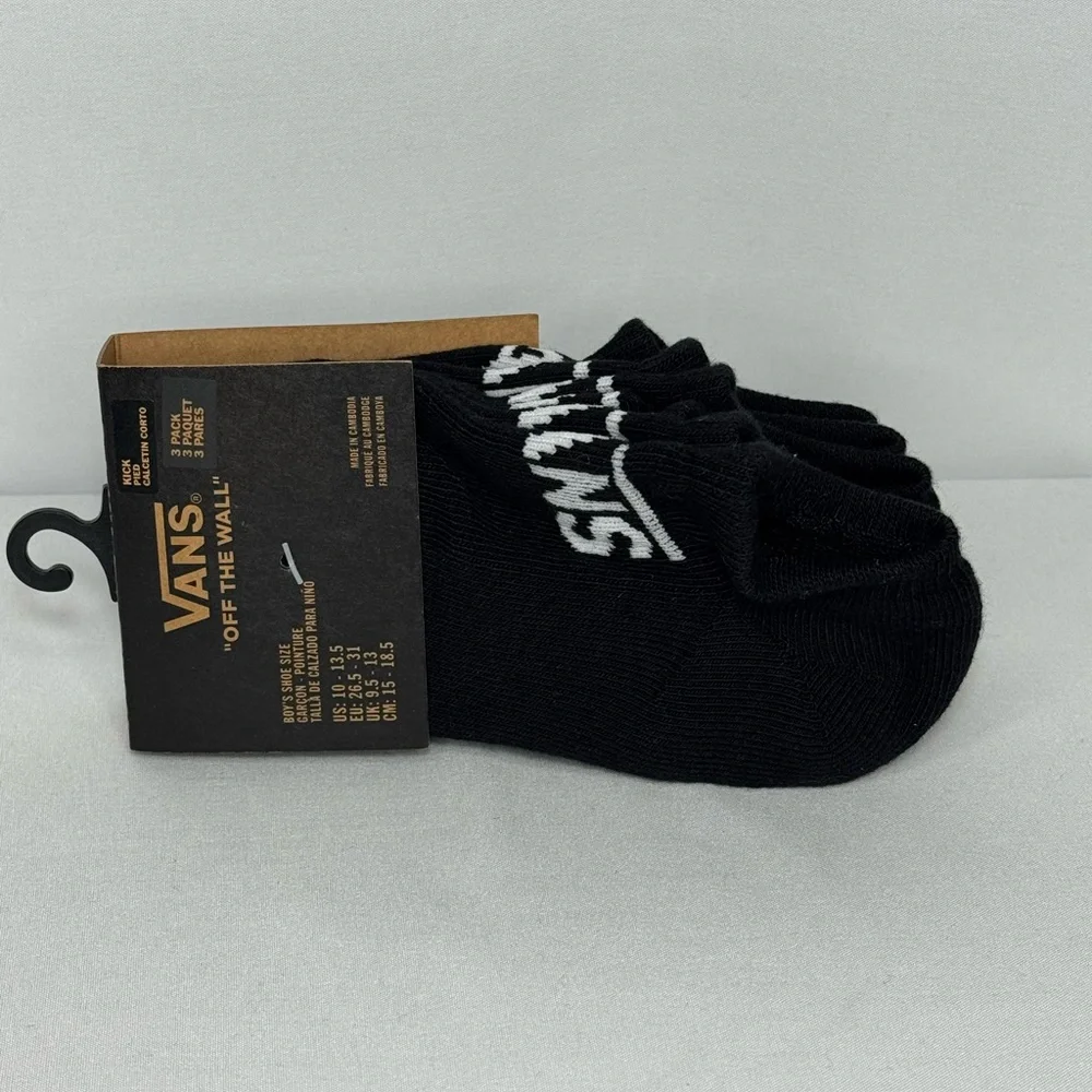 Vans Black kick Ankle Socks - boys size 10-13.5